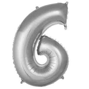 6 Rakam Folyo Balon Gümüş 76 cm
