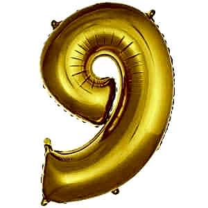 9 Rakam Folyo Balon Altın 76 cm
