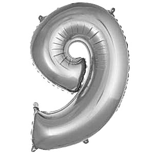 9 Rakam Folyo Balon Gümüş 76 cm
