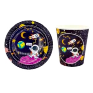 Uzay Karton Tabak Bardak Set 8 Adet