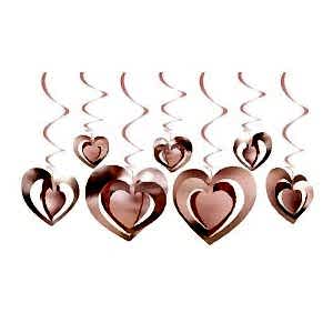 3D Kalp Asmalı Tavan Süsü Rose Gold